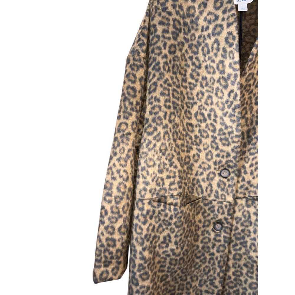 Old Navy Women’s Faux Fur Raglan Sleeve Mid Length Leopard Print Coatigan Sz. M - Picture 3 of 16